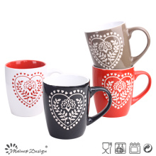 7oz Silk Screen Valentine′s Day Heart Design High Quality Ceramic Mug